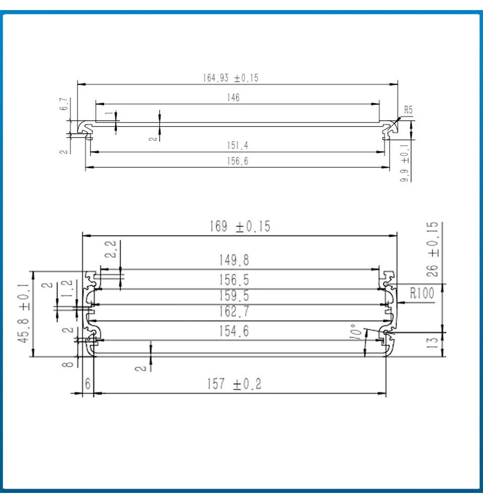 Imagem -03 - Yonggu-motor Control Extrusão Junction Box Carcaça Elétrica Pcb Case Split Extruded Alumínio Enclosure 169*52 mm H72