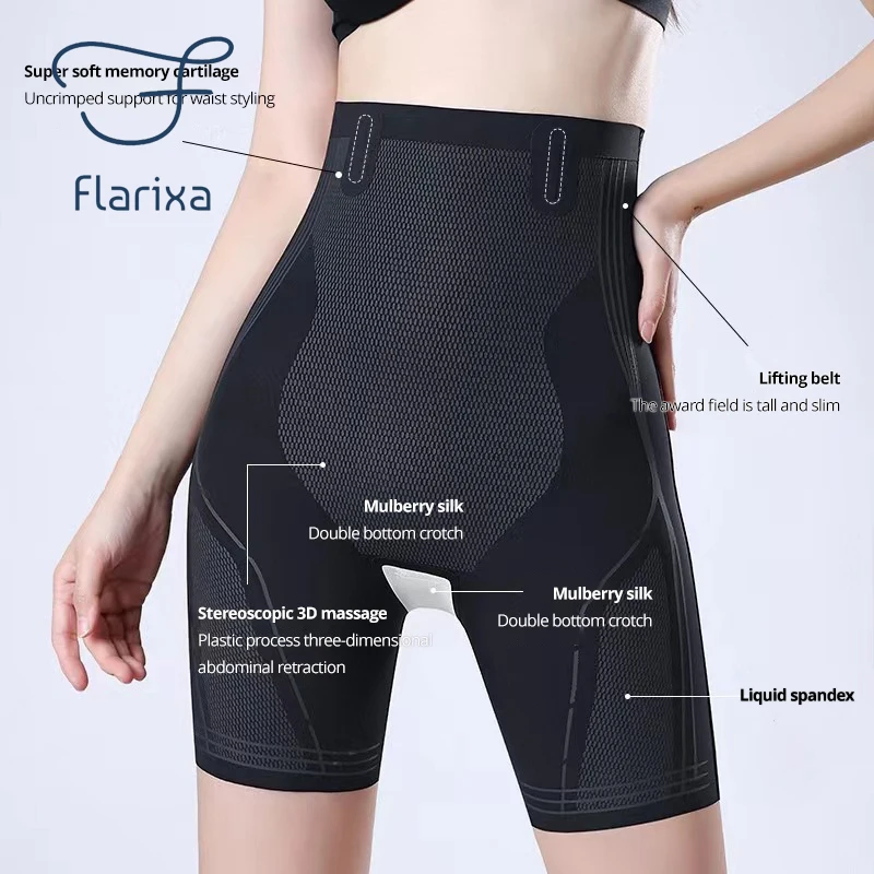 Flarixa Shapewear for Women High Waist Tummy Control Pants 5D Liquid Boxer Shorts Postpartum Belly Slimming Panties Body Shaper