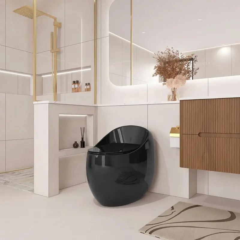 

1.28 GPF Single Flush Egg Shape Toilet Glossy Black Finish