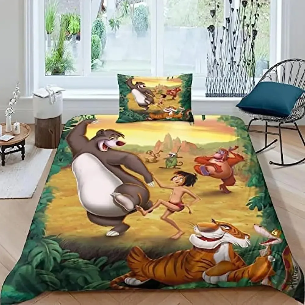 Disney The Jungle Book Bed Cover Set Duvet Bed Linen,3d Children Bedding Set,3-Piece 1 Bed Cover Birthday Gifts