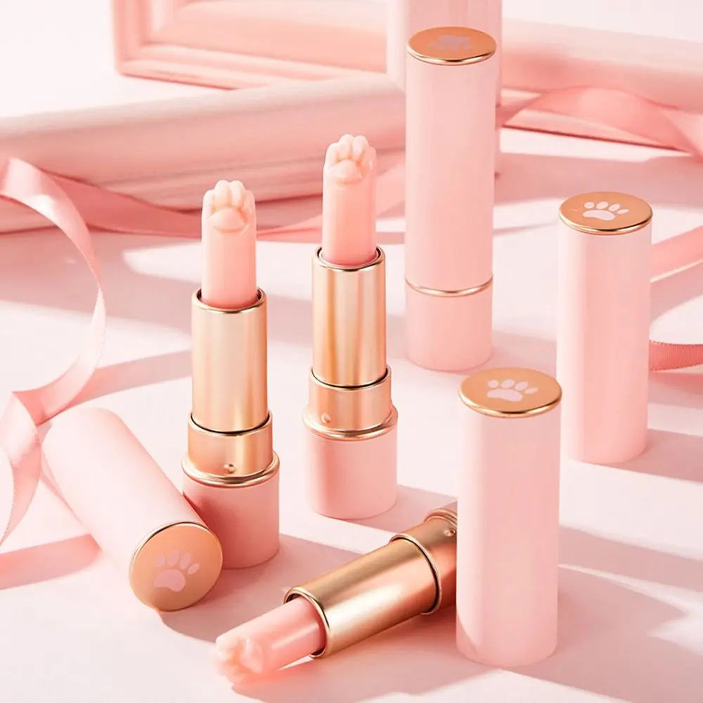 Bálsamo Labial Humectante con Forma de Pata de Gato, Cambia de Color, Mate, Larga Duración, con Efecto de Cambio de Temperatura, Anti-agrietamiento