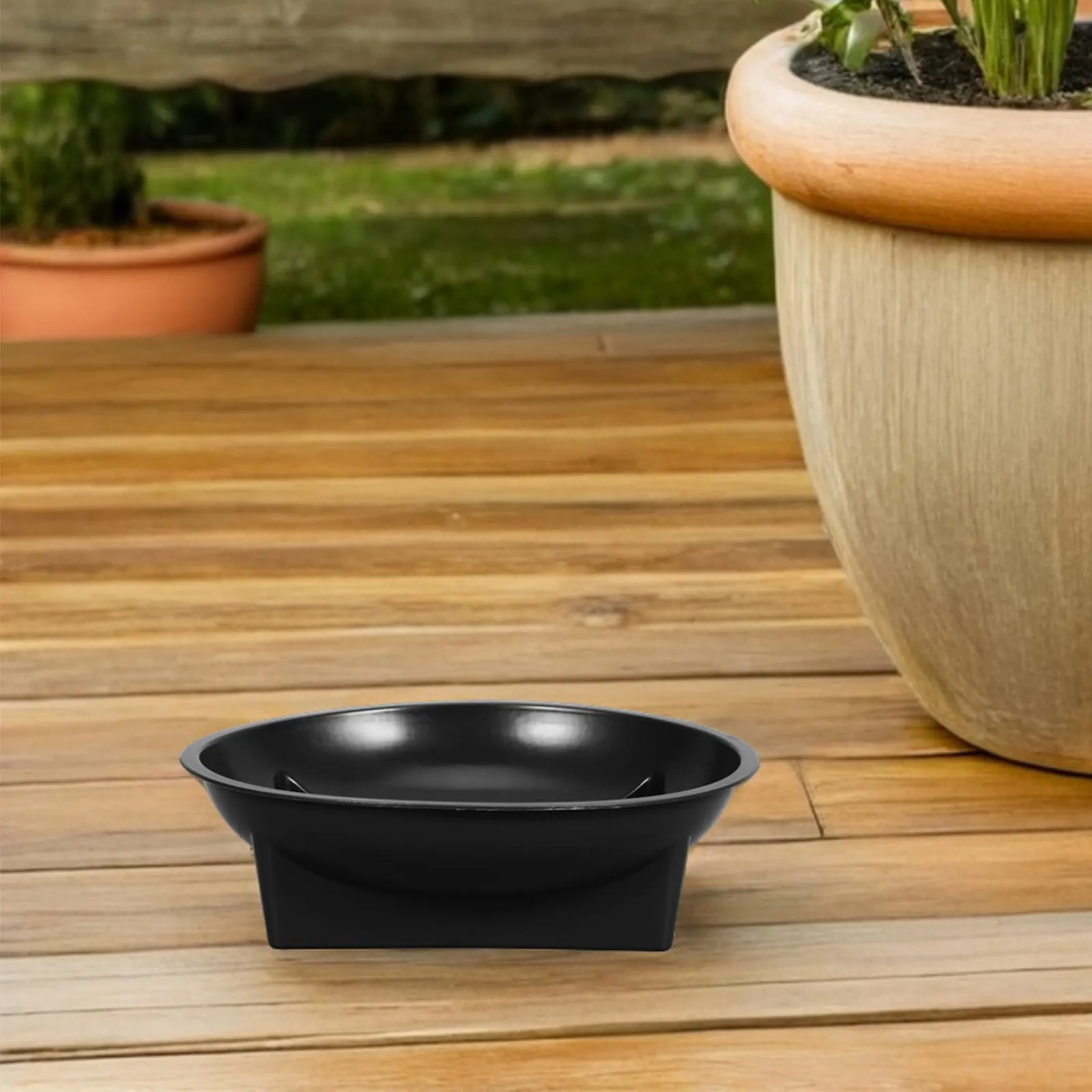 16Pcs Round Black Plastic Planter Pots Garden Memorial Outdoor Cemetery Planting Box Floral Supplies Graveyard Flowers