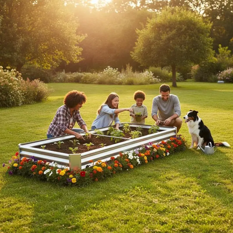 

Elevated Planting Box 7.6x3.7x0.98ft For Backyard Lawn Patio, Modular Design Galvanized Zinc Coating Oval Shape