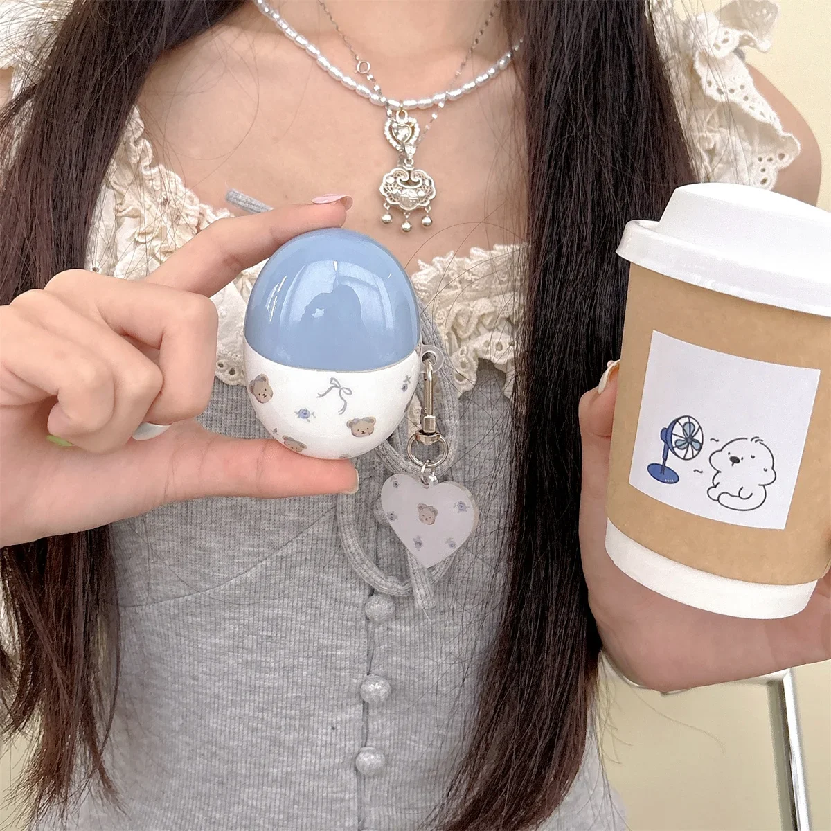 جراب سماعة أذن بتصميم دب لهاتف هاواوي فريبودز 5 ، جراب سماعة مع سلسلة مفاتيح ، تصميم كرتون لطيف ، هدية للنساء والفتيات