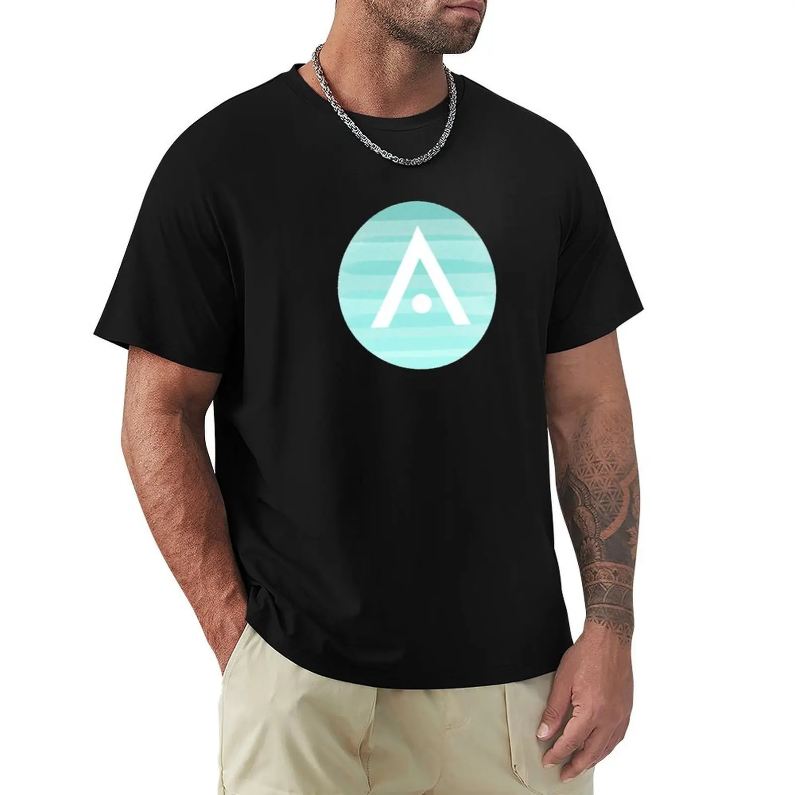 

Blue Stripe Ombré Aveda Logo T-Shirt Gym Exercise Short Sleeve T-Shirt
