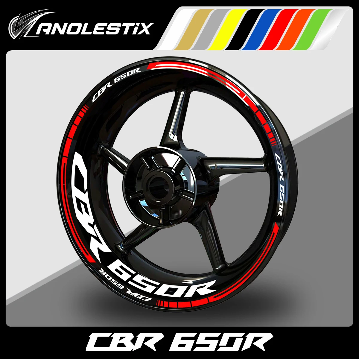 AnoleStix Reflective Motorcycle Wheel Sticker Hub Decal Rim Stripe Tape For Honda CBR 650R 2024 2023 2022 2021 2020 2019