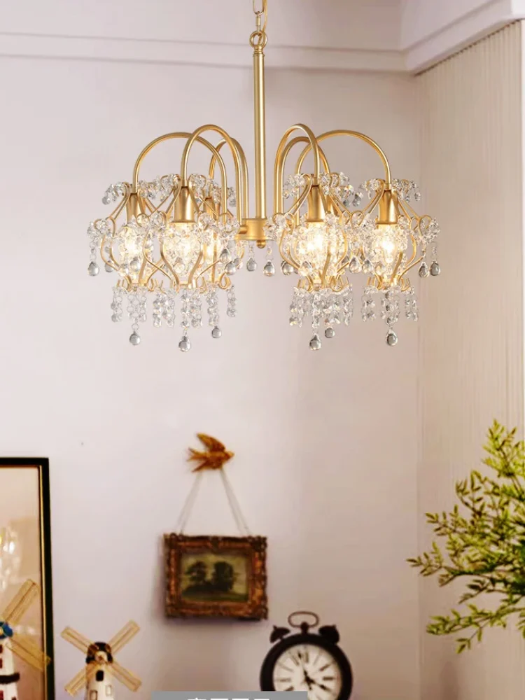 

Американские ретро-светильники для столовой и кабинета, люстра в французском стиле, современная минималистичная хрустальная люстра для спальни