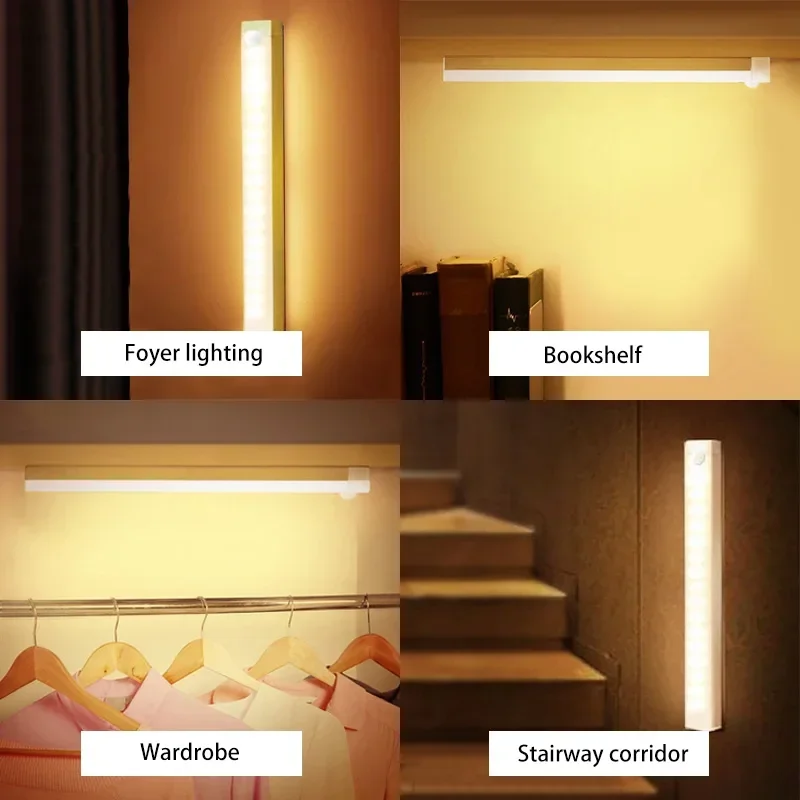 Magnetic Smart Motion Sensor Cabinet Led Night Light Long Lasting Rechargeable Closet Lamp Portable Lantern Infinitely Dimmable