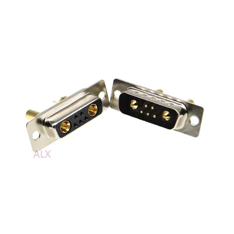 1PCS 7W2 30A Gold plated MALE FEMALE high current CONNECTOR D-SUB adapter solder type 5+2 plug jack high power 7 Power Position