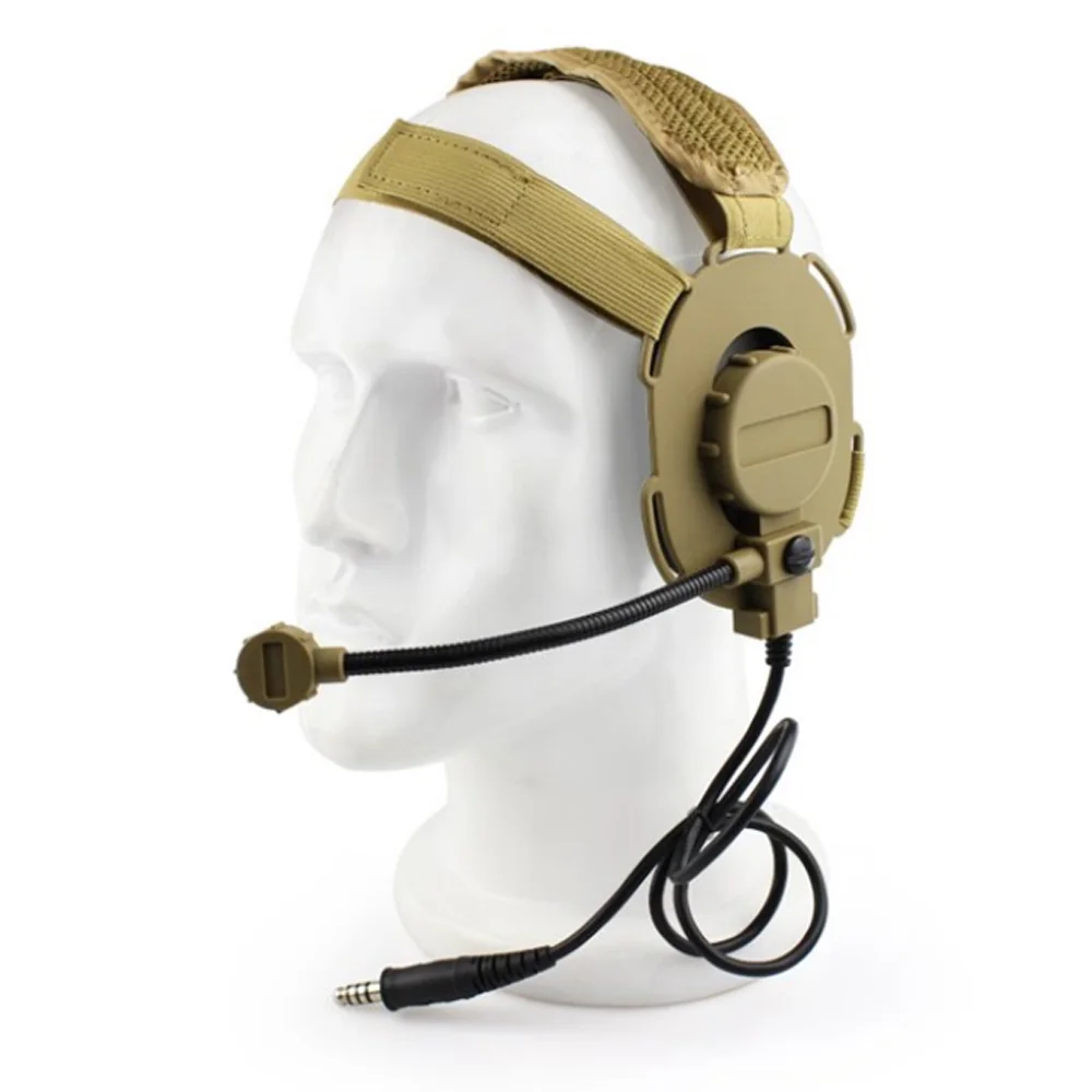 Tactical Headset III Head Mounted Airsoft Shooting Protection Headphone With PTT For Walkie Talkie Communication Hunting Headset