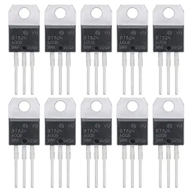 

BTA24-600B BTA24-600 Triac Thyristor 24A 600V BTA24 Gate Trigg Current Triacs Thyristors TO-220 (Pack of 10pcs)