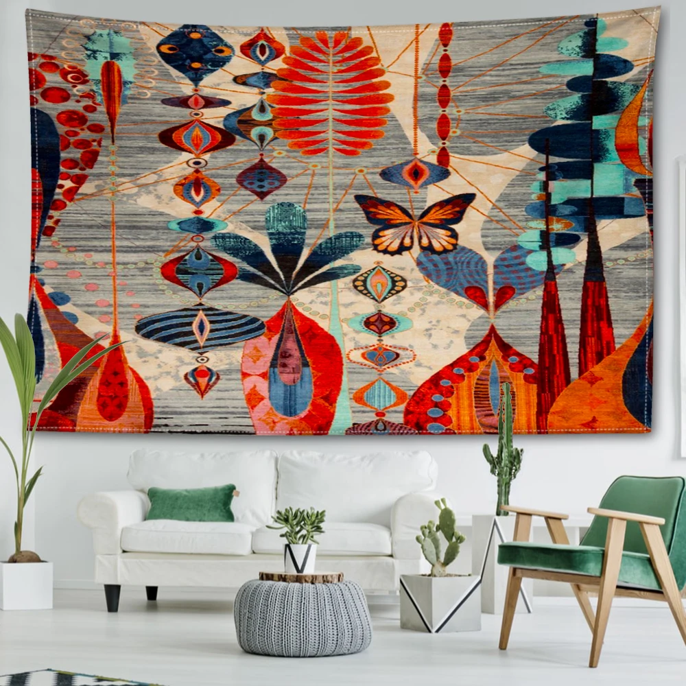 Butterfly Feather Art Graffiti Printed Tapestry, Modern Design Room Living Room Wall Hanging Art Wall Decoration