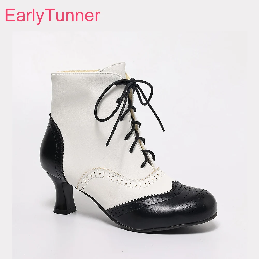 

2026 New Winter Casual Black Yellow Women Ankle Boots Round Toe High Heels Lady Shoes Plus Small Big Size 10 30 44 46 48