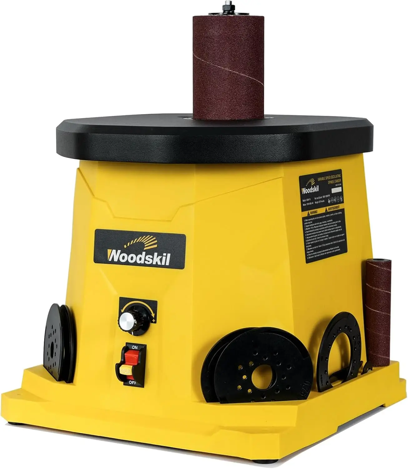 

Variable Speed Oscillating Spindle Sander, 1000-1800RPM with Multiple Sanding Sleeves and Dust Collection for Woodworking