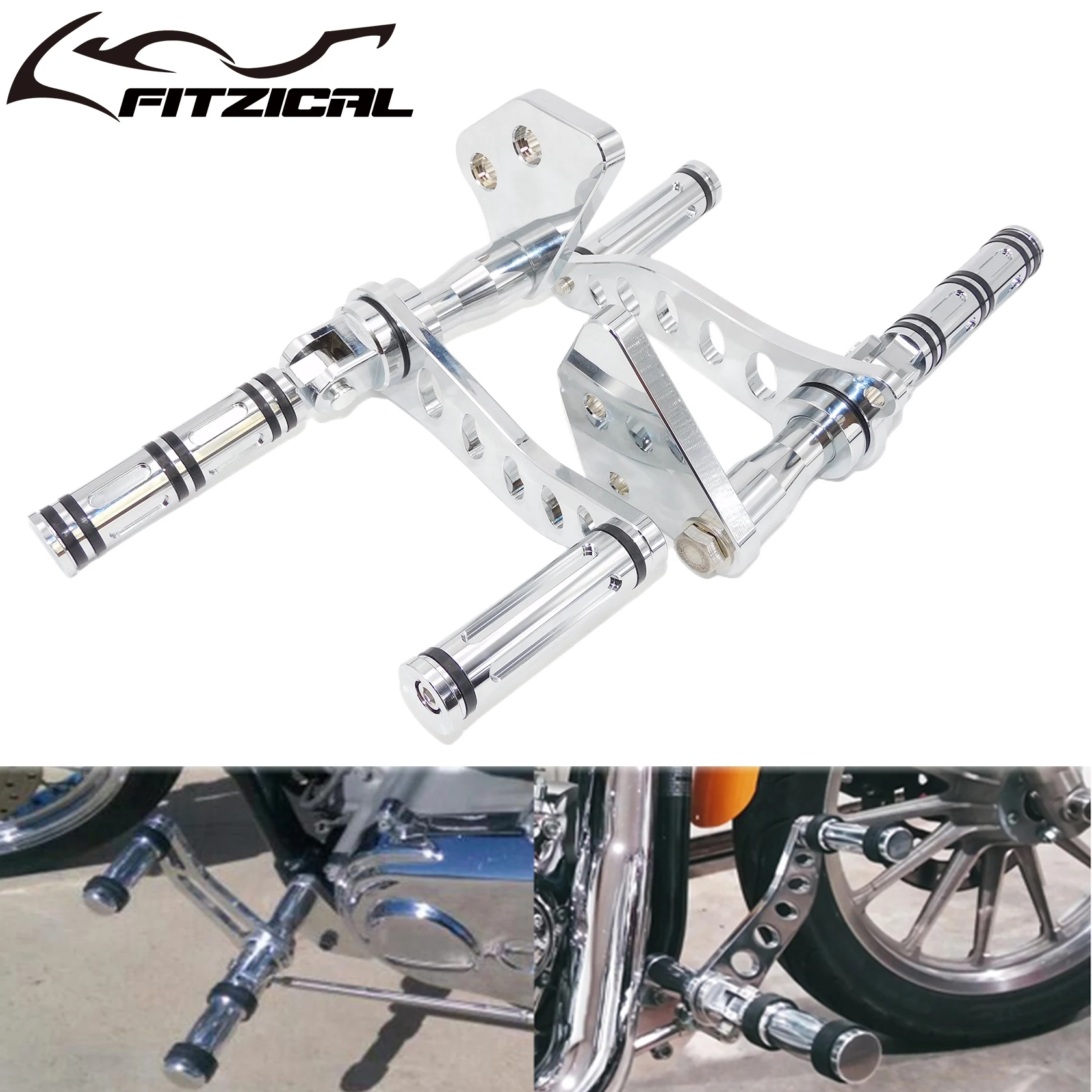 

Motorcycle Chrome Forward Control Foot Pegs Levers Linkages Aluminum For Harley Dyna Low Rider Street Fat Bob FXDF Super Glide