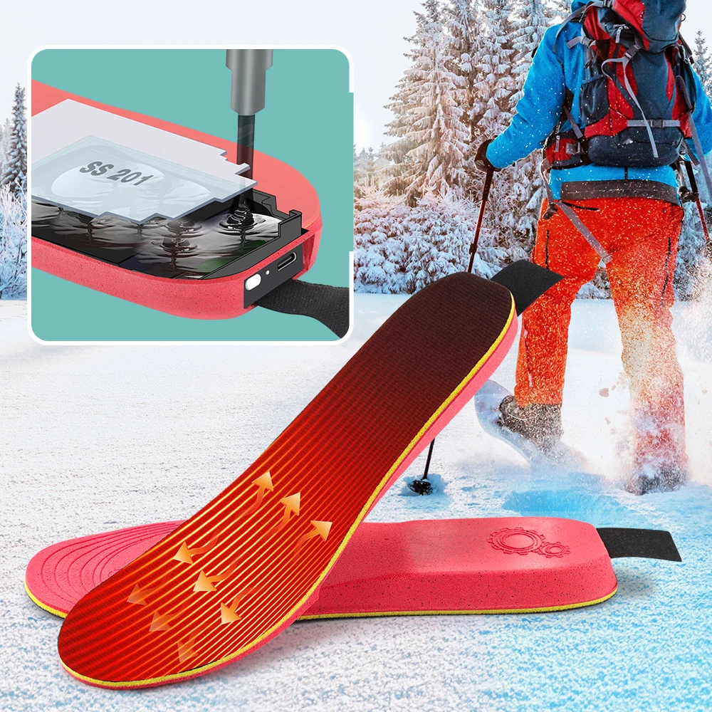 Elektrisch beheizte Einlegesohlen, wiederaufladbare Wärmeinlagen für Winterstiefel, intelligente APP-gesteuerte Schuhheizungen mit 3000mAh Akku, IPX7 wasserdichte Komfort-Fußwärmer für Männer und