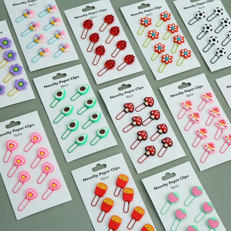 

8pcs/set Cute Cartoon Metal Paper Clips Creative Funny Shaped Office Supplies Bookmark Document Holder for School Work DIY