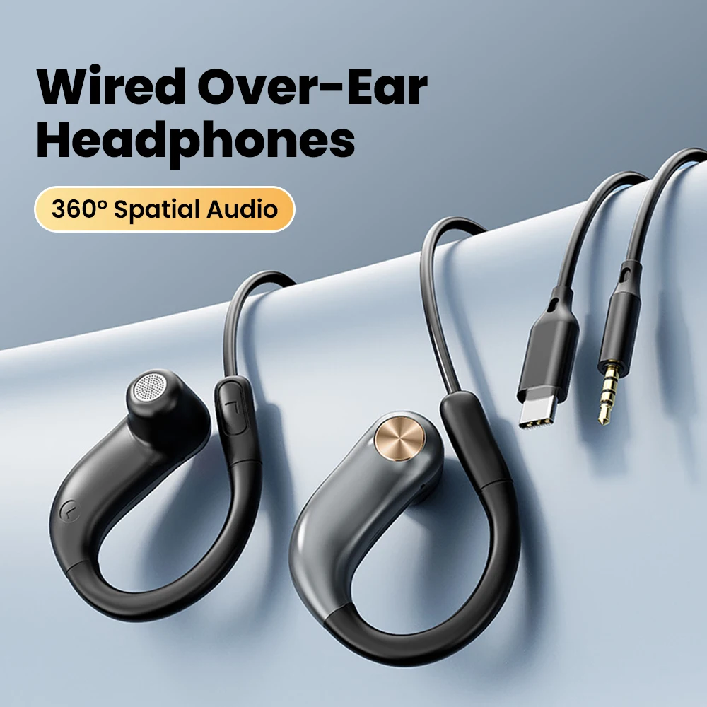 Wired Open-Design Ear-Hanging Digital Gaming Headset for Running Sports with Microphone Non-In-Ear Comfort for Active Users