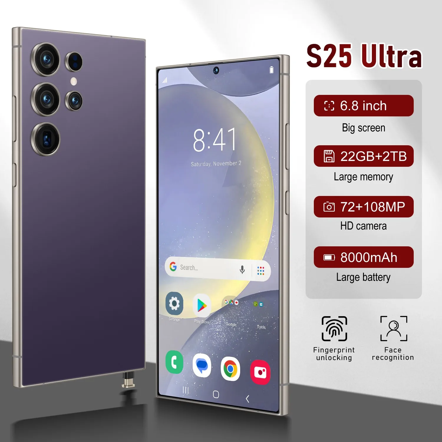 Original S25 Ultra Smartphone 5G 6.8 High Definition Screen camera 72MP+108MP Android 14 Battery 8000mAh Global version of