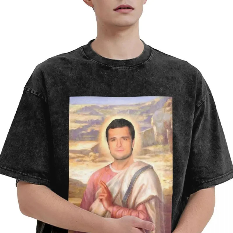 Josh Hutcherson Jesus Washed T Shirt pour hommes et femmes, Hip Hop Vintage, Funny Meme Scopic Shirt, 100% Cotton, High Street Summer