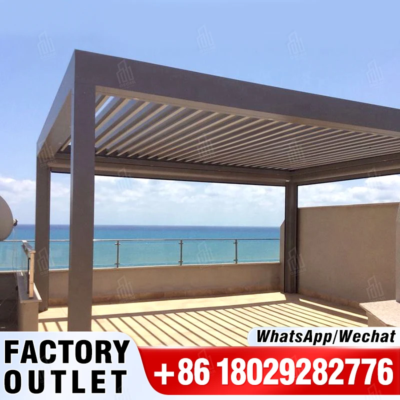 

Outdoor Garden Adjustable Slats Canopy Rainproof Metal Gazebo Bioclimatic Louvered Aluminum Pergola Made In China