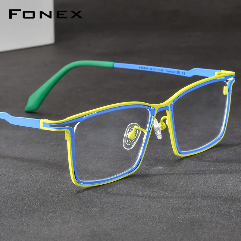 FONEX Titanium Eyeglasses Frame Men Fashion Brand Deisgn Retro Vintage Square Glasses Ultralight-Weight Japanese Eyewear 85804