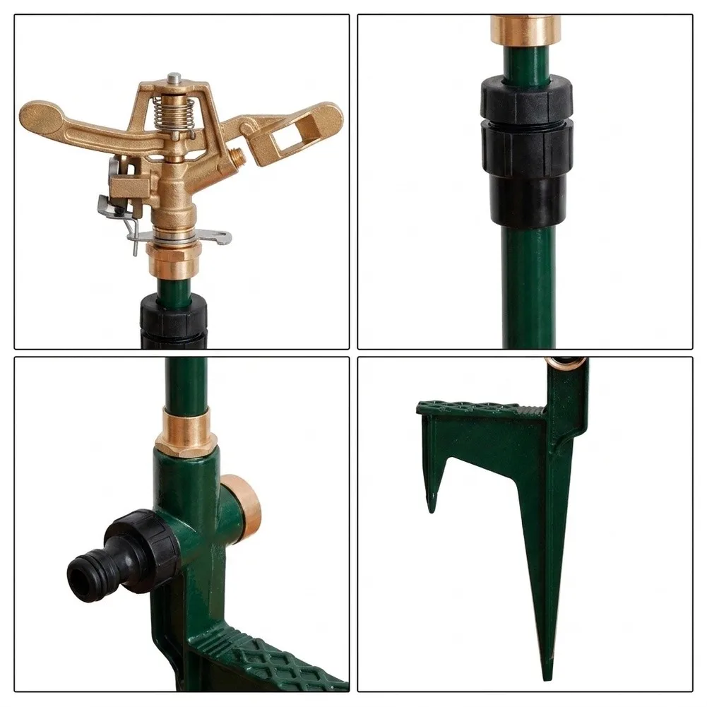 High Rise 360 Degree Rotating Garden Sprinkler With Adjustable Telescoping Rod For Large Lawn Grass Plant Watering Tool