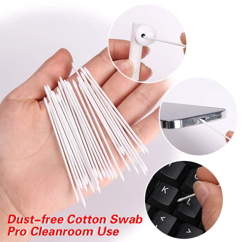 25/50pcs Disposable Cleaning Cotton Swab Cleanroom Stick for Earphone Phone Charge Port Keyboard Dust Professional Cleaning Tool