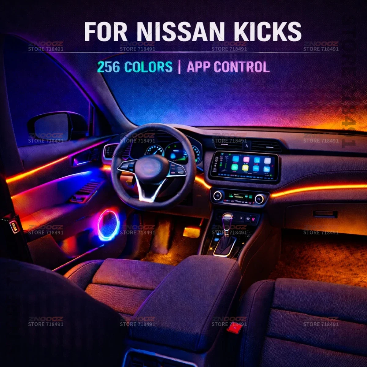 22in1 RGB Car Interior Acrylic Car Ambient Lights RGB Hidden Acrylic Strip Decoration Atmosphere Accessories For Nissan Kicks