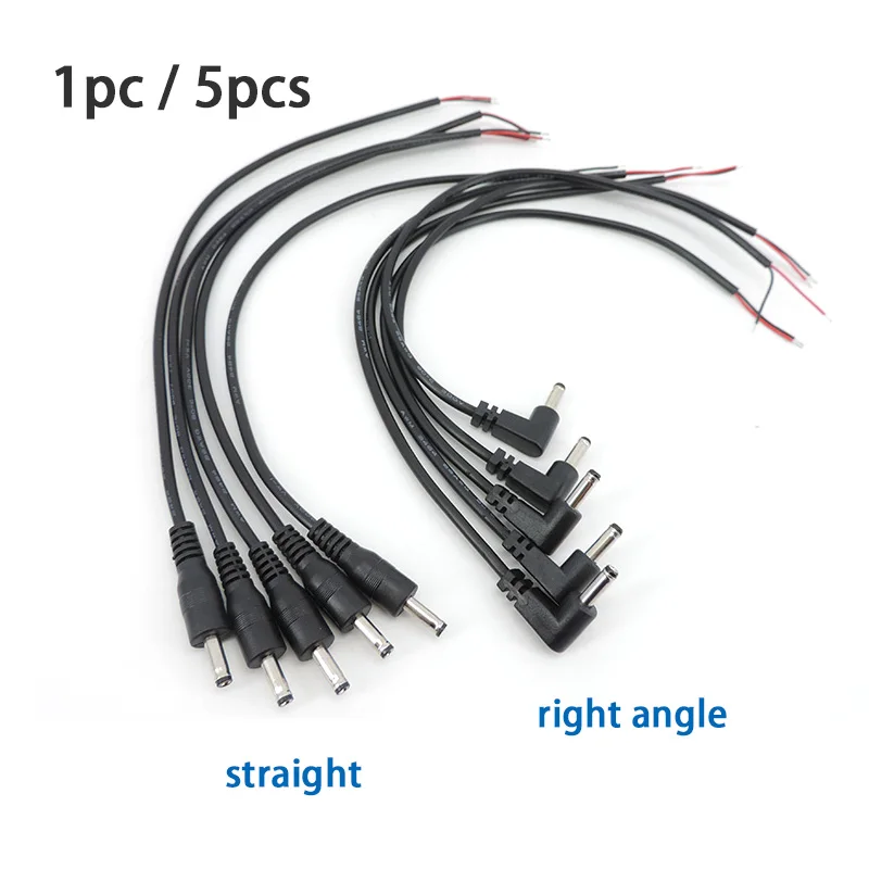 30cm 2 core DC MALE 3.5mm x 1.35mm STRAIGHT right angle power supply connector cable Plug Cord Tinned Ends DIY REPAIR