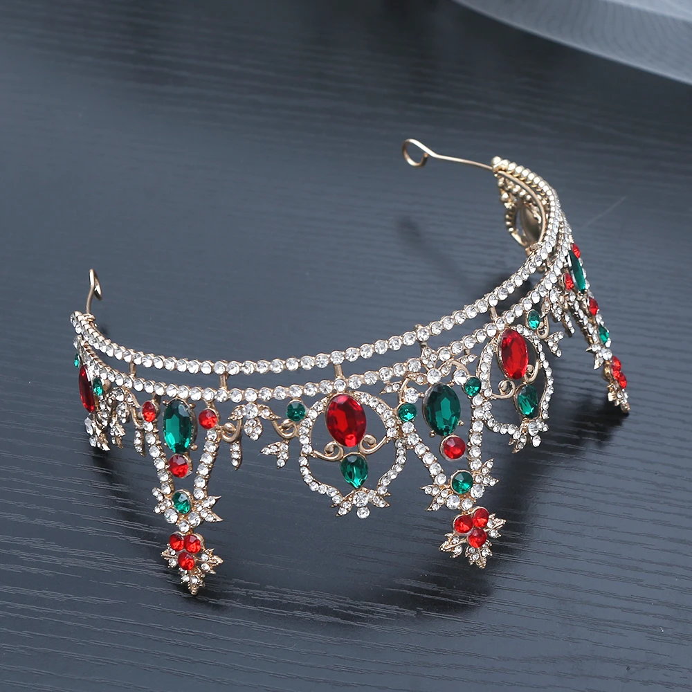 1 قطعة عيد الميلاد خمر تاج الشعر الملكي تألق الراين مزخرفة تصميم احتفالي مثالي عطلة أناقة المناسبات الملكية #5