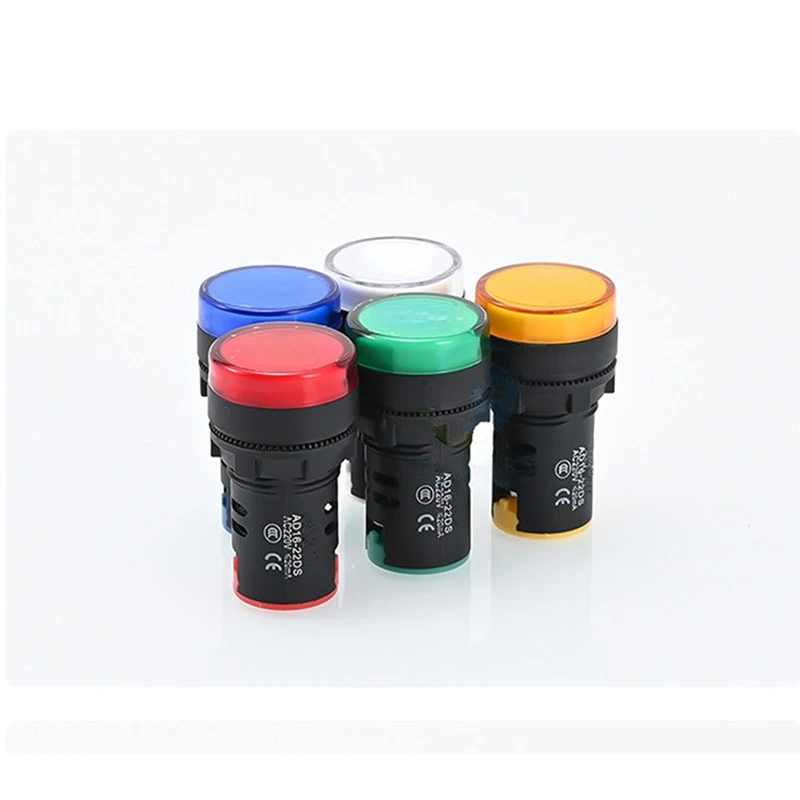 Small LED Power Signal Lamp AD16-22DS Waterproof Plastic Indicator Light AC/DC12V 24V 110V 220V Red Green Yellow Blue White 22mm