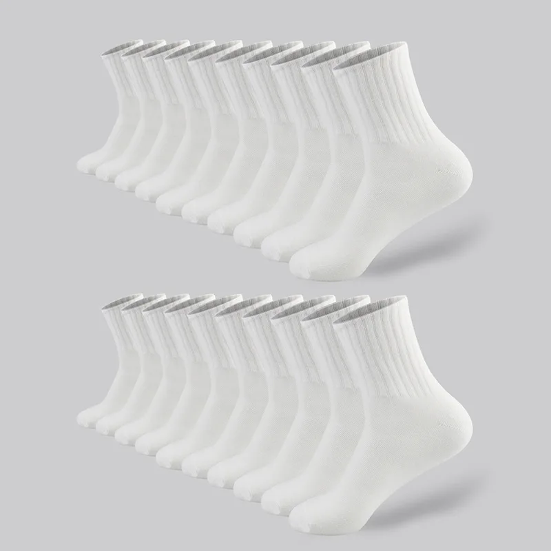 

10/20 Pairs Neutral Solid Color Round Neck Socks Spring Summer Sweat Absorbing Breathable Soft Comfortable Couple Sports Socks