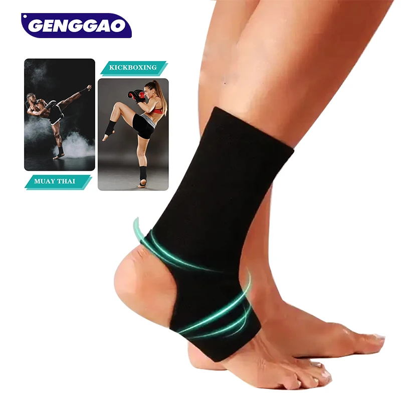 1 Pair Ankle Support Sleeve - Open Heel, Light, Elastic & Breathable Knitted Fabric - Medium Compression - For Men, Women, Kids