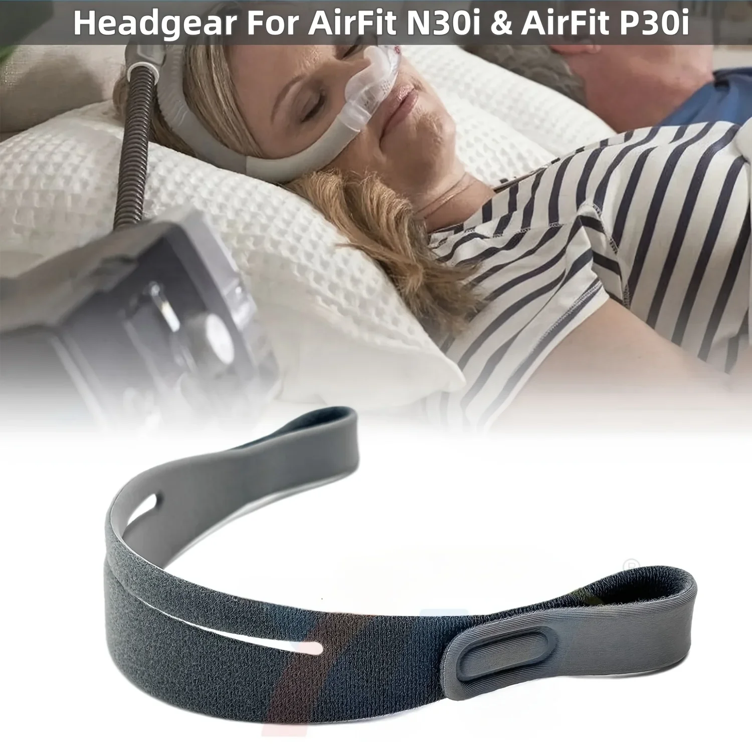 قطعة واحدة من حزام أغطية الرأس CPAP قابل للتعديل، متوافق مع N30i/P30i، حزام بديل لآلات توقف التنفس أثناء النوم