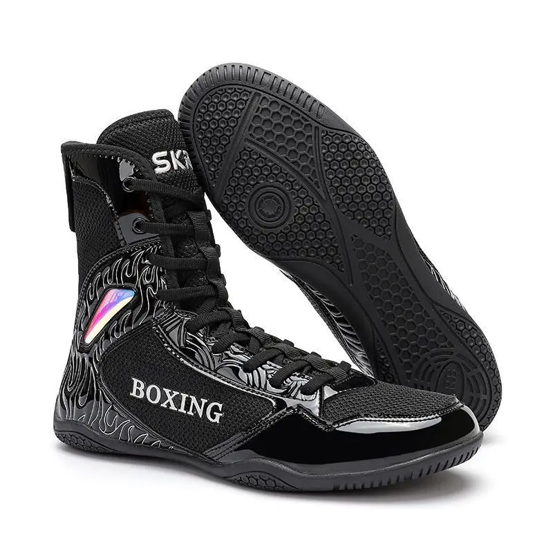 2026 New Cool Men Wrestling Shoe High Top Boxing Shoes For Mens Professional Boxing Sport Shoe Man Anti-Slip Man Fighting Shoes