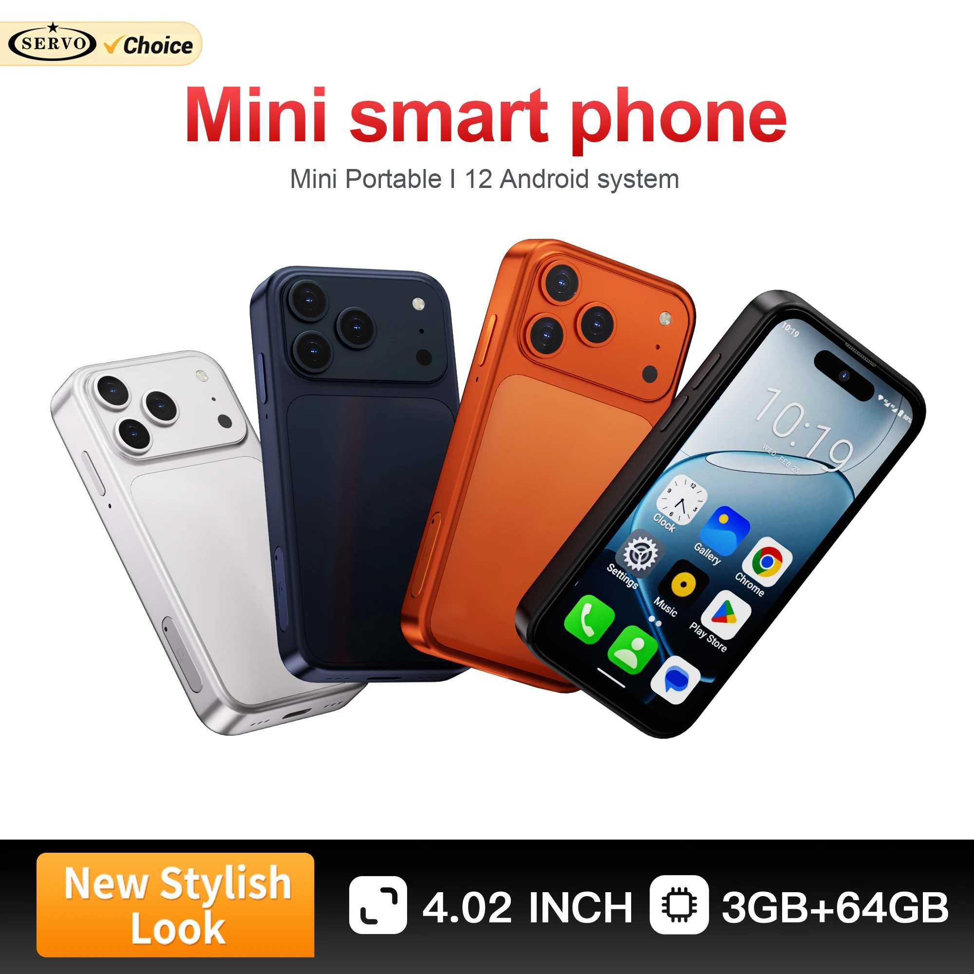 SERVO 17PRO MAX 2027 Mini Smartphone 4G LTE Android12.0 OS 3GB+64GB Google Play WiFi Dual SIM 4.02'' Screen Small Smart Cellphone