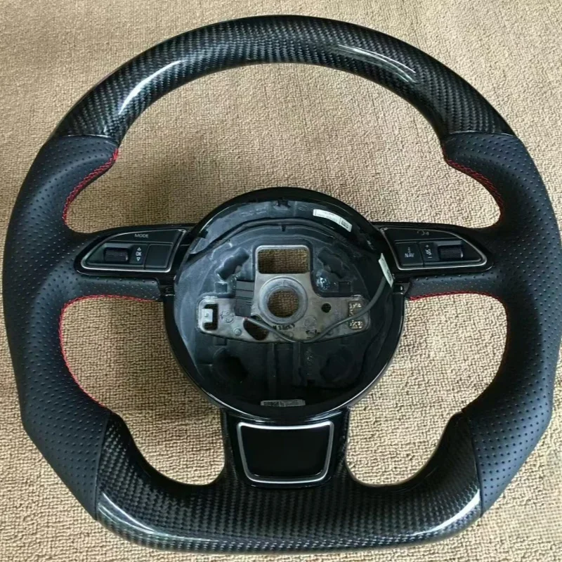 

Custom Steering Wheel For Audi A3 A4 A5 A6 A7 Q3 Q5 Q7 Perforated Steering Wheel Flat Bottom Steering Wheel Carbon Fiber