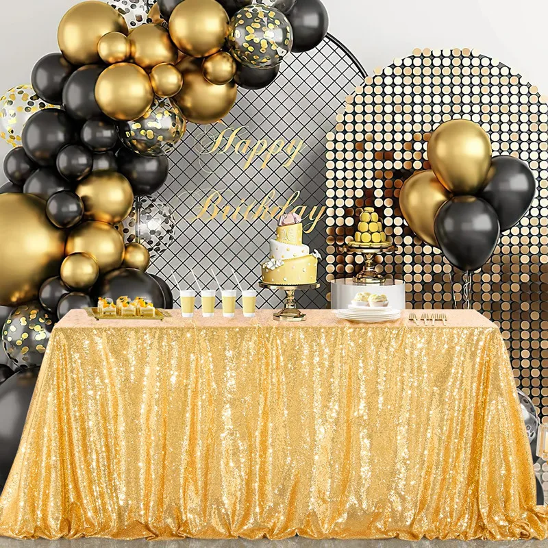 Rectangle Sequined Table Cloth 108x50inch Gold Sequin Tablecloth Glitter  birthday party Wedding Decoration Christmas Tablecloth