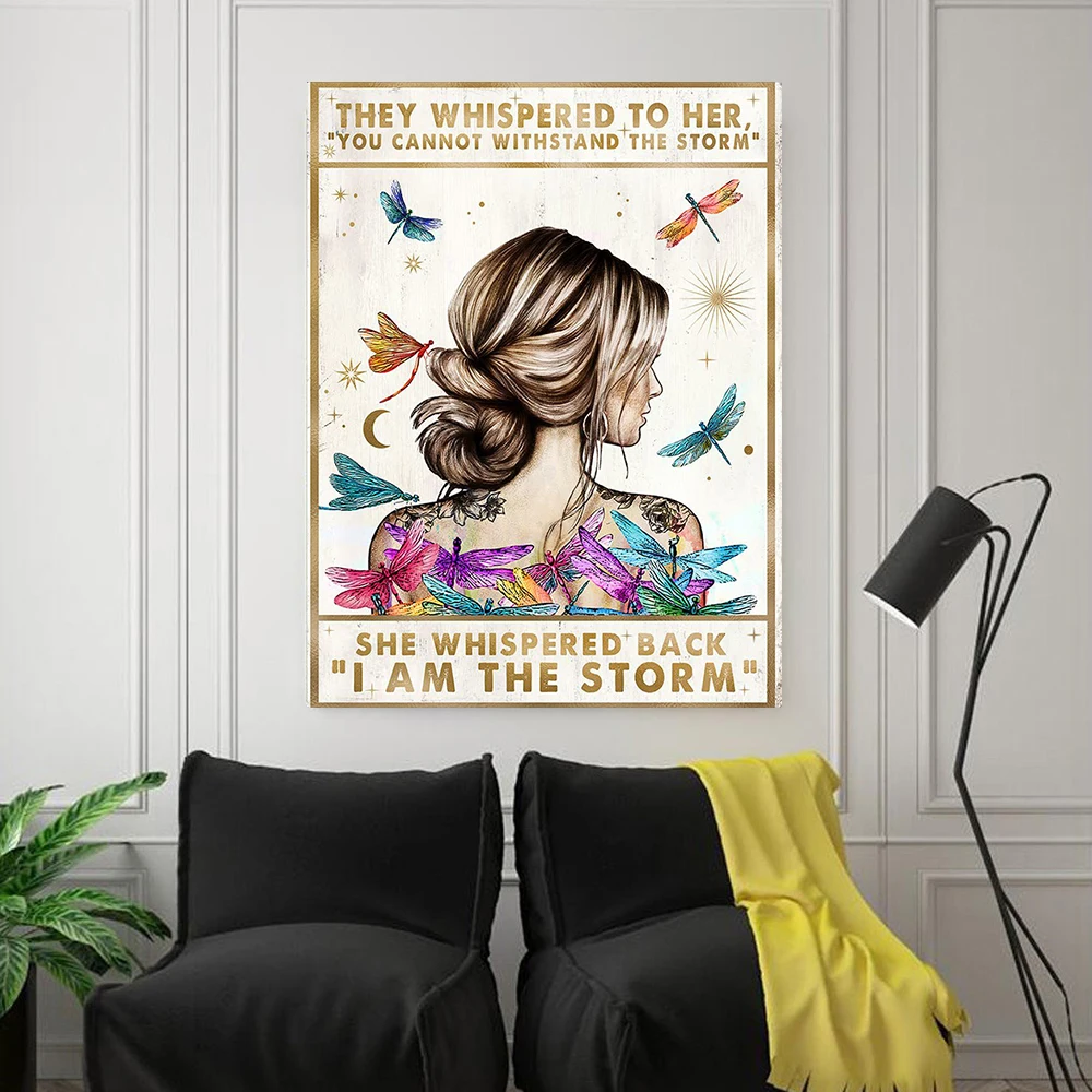 Positive quotes Inspirational Wall Art and Decoration-She responds softly I am the Storm-Inspirational Poster-Living Room Decor