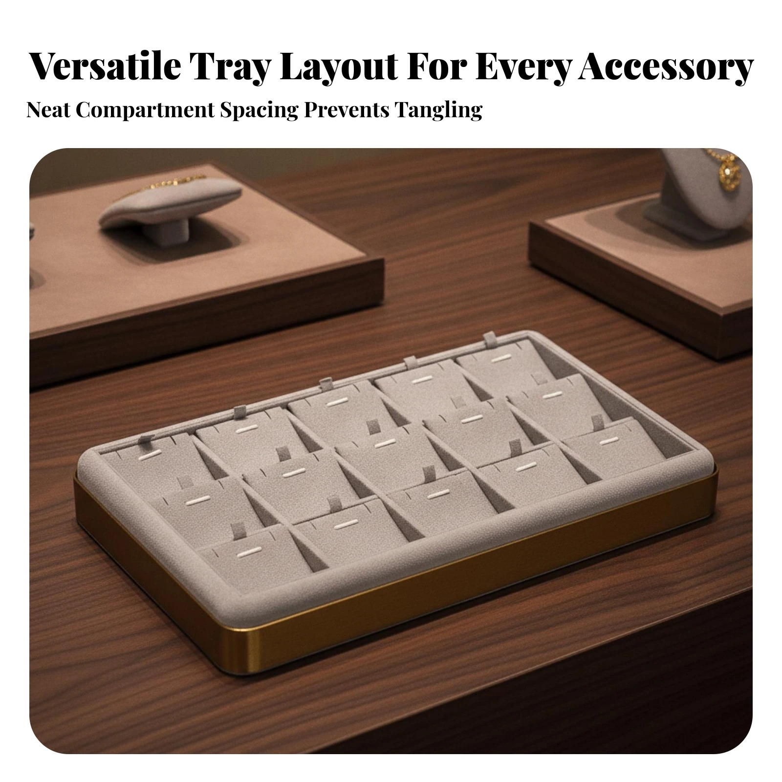 Jewelry Display Tray Rectangular Jewelry Tray with Padded Surface Soft Long-Lasting for Collectors, Retail Counters, Shops