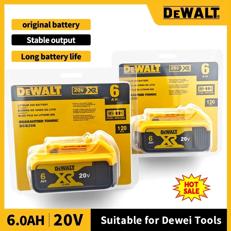 100% Original 20V 6.0Ah MAX batterie outil électrique remplacement pour DeWalt DCB184 DCB181 DCB182 DCB200 20V 5A 6A 18 volts 20v batterie.