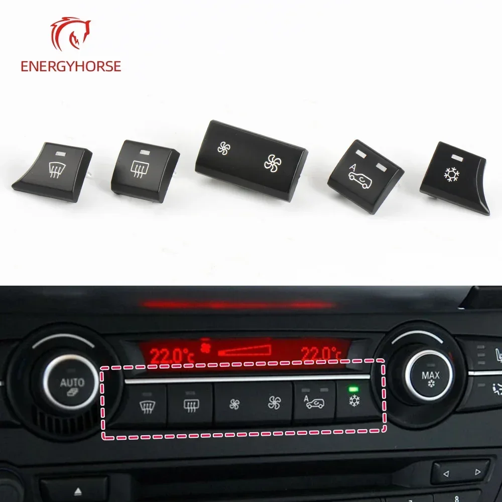 64119310445 Car Heater Climate Control Fan Volume AC Button Air Circulation Button Cover Auto Knob Cap For BMW X5 X6 E70 E71