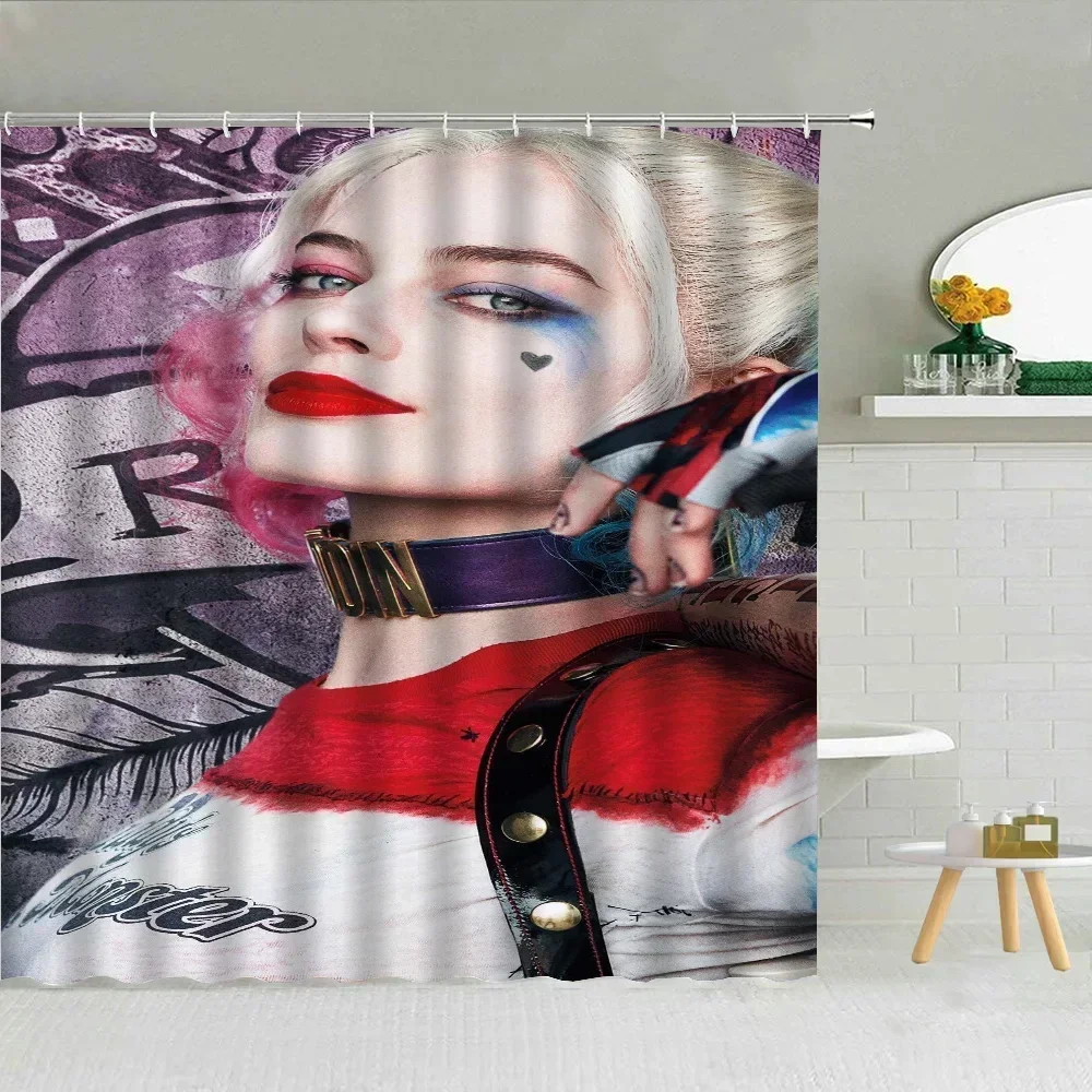 Joker Shower Curtains for Bathroom Curtain Folding Partition Bath Accessories Bedrooms Waterproof Fabric Things the Set Showers