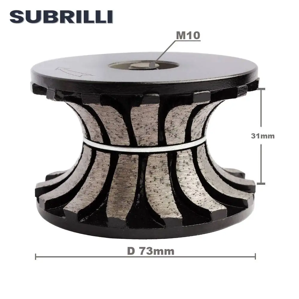 Subrilli e20/f20/o20/a30/v30 perfil de diamante roda moagem roteador bit demi bullnose borda ferramenta corte abrasivo
