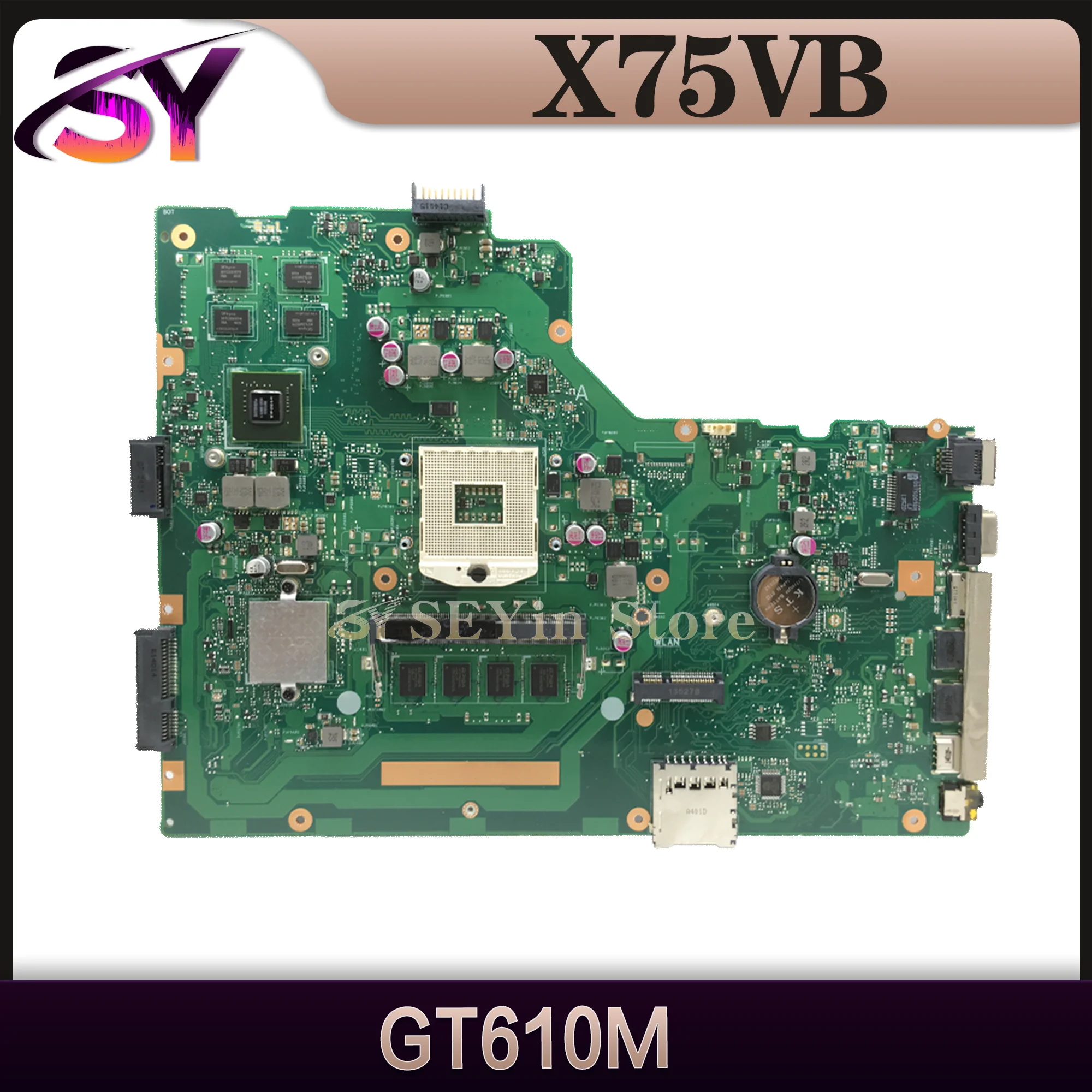 X75VB Notebook Mainboard For ASUS X75V X75VC X75VB X75 Laptop Motherboard 4GB-RAM GT610M/GT720M Support i3 i5 100% test ok