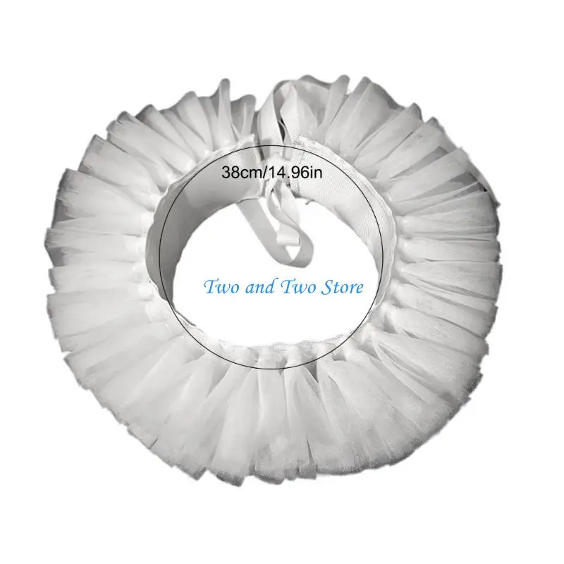 HX6F Klasik White Ruffle Neck Ruff Dress Up Cosplay Tulle Faux Collar Choker Badut