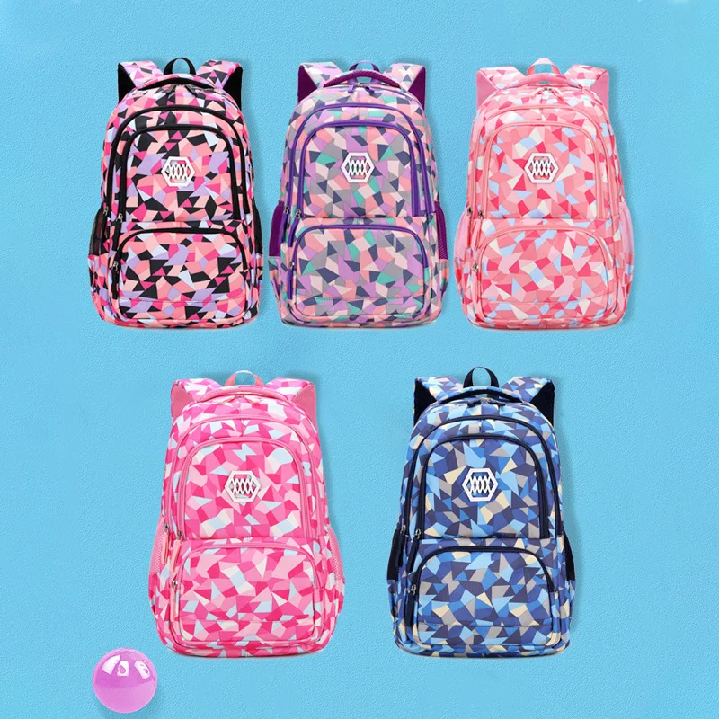 3Pcs Colorful Children Backpack Geometric Girls School Backpacks Korean Primary Bagpack Set Multi-Function Handbag Travel Bags