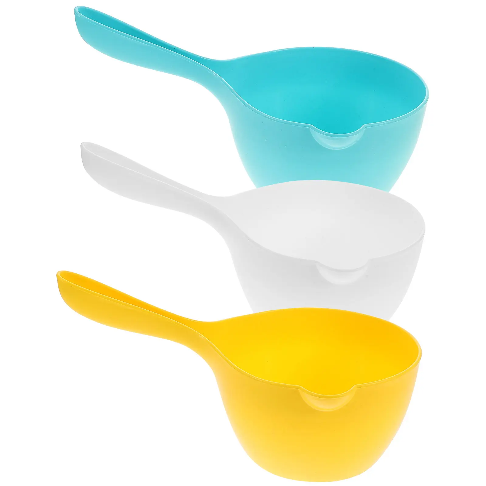 3Pcs Plastic Water Ladle for Home Bathroom Shower Hair Rinse Kitchen Camping Plants Watering Thick Lightweight Long Handle Scoop