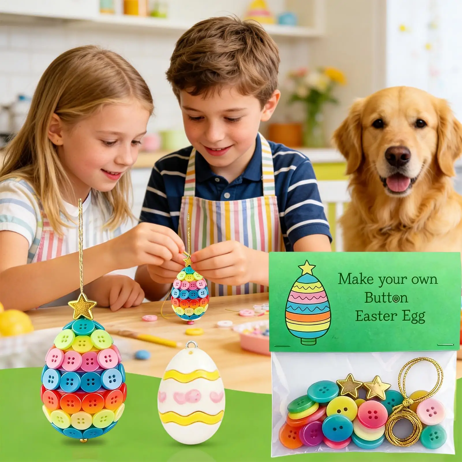 Kits d'artisanat d'ornement de boutons, lapin de pâques, décoration de maison amusante, Kits d'artisanat faits à la main pour tous âges, pour adultes, enfants, salon, chambre à coucher